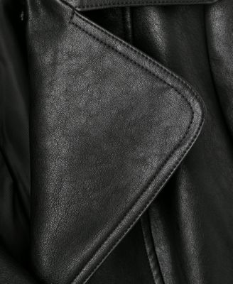 Women's Fur Collar Leather-Effect Coat