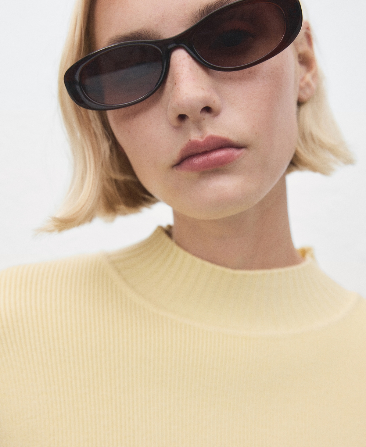 Mango Women's High Collar Sweater In Yellow