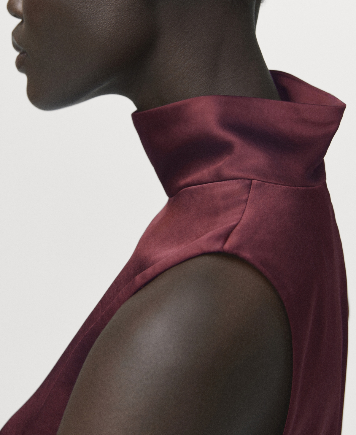 Mango Stonak Sleeveless Satin Top In Burgundy