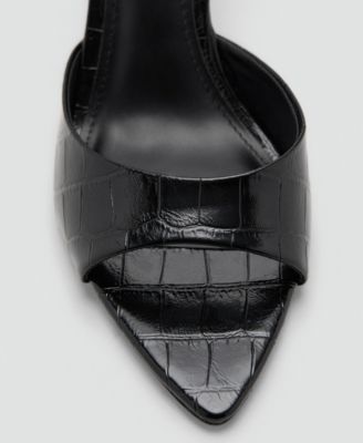 Women's Croc-Effect Heeled Sandals