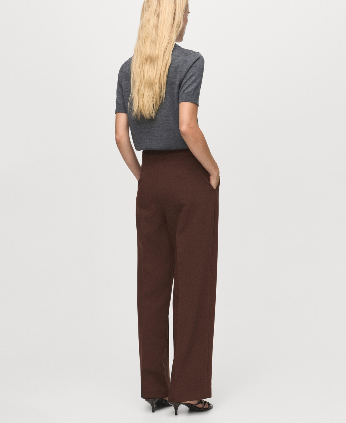 Mango Women's High-waist Straight Pants In Brown