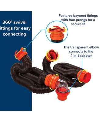 RhinoFLEX 20 Foot RV Sewer Hose Kit with Pre Attached Bayonet Fittings