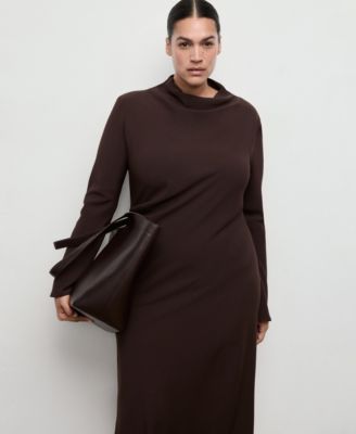 Women's Draped Neckline Ruched Dress