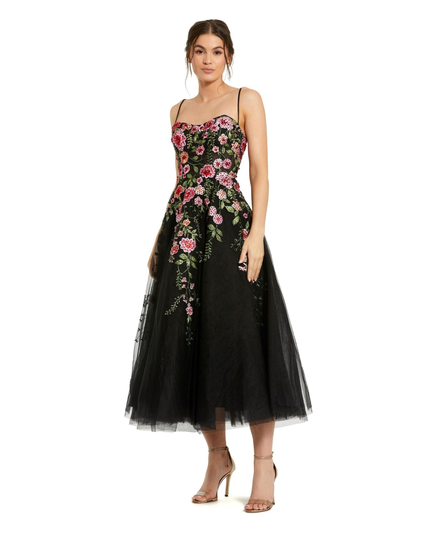 Women's Women's Bustier Embroidered Floral A-Line Dress