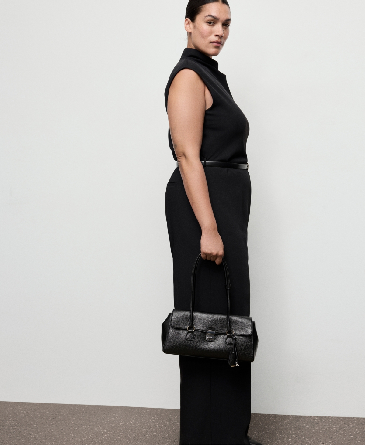 Mango Women's Draped Neck And Belt Jumpsuit In Black