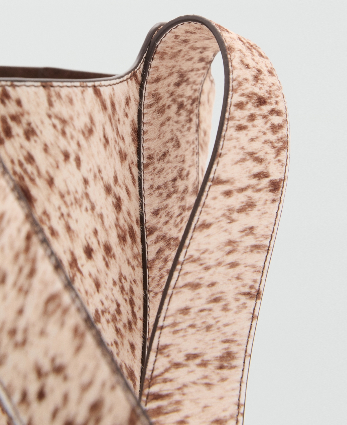 Mango Women's Leather And Fur Bucket Bag