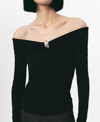 MANGO - Women's Metallic Detail Strapless T-Shirt