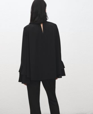 Women's Flared Sleeves And Ruffles Blouse