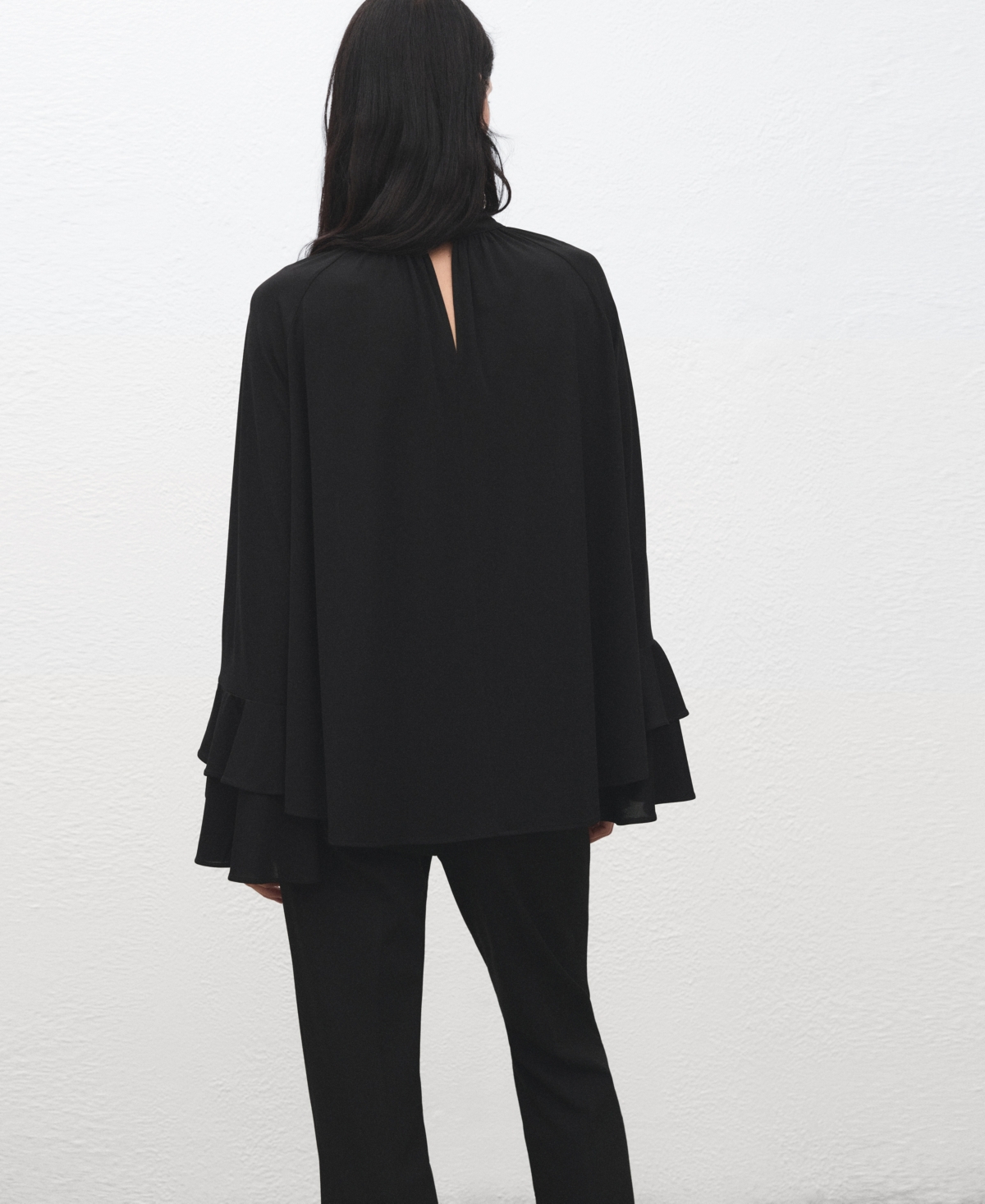 Mango Women's Flared Sleeves And Ruffles Blouse In Black