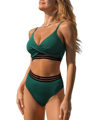Women's V-Neck Crisscross Bikini Set with Adjustable Straps