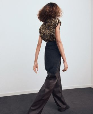 Women's Leopard-Print Satin Blouse