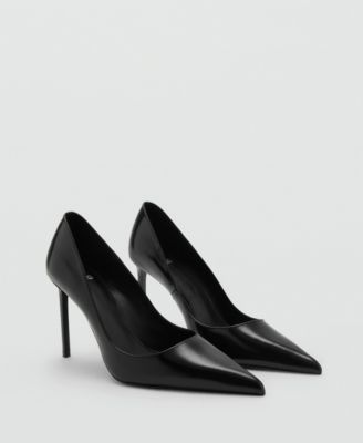 MANGO - Women's Pointed-Toe Leather Heeled Shoes