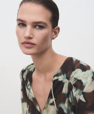 Women's V-Neck Tie Blouse