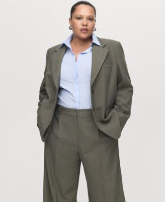 Women's Pleated Straight-Leg Suit Pants