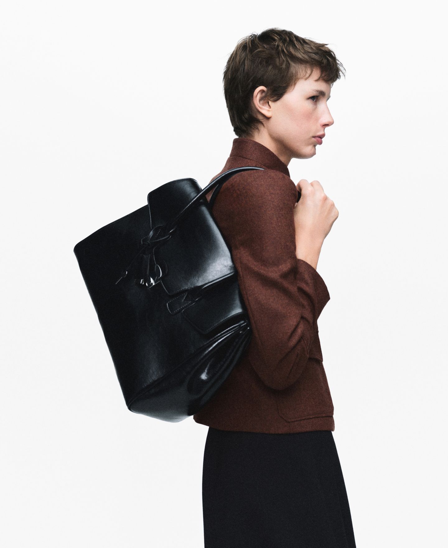 Женская куртка Mango Band Collar And Pockets Wool, цвет: Коричневый — фото 6