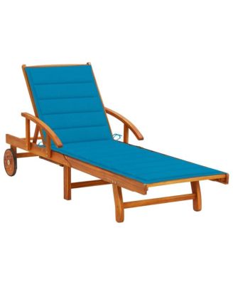 Lounger Blue Solid Acacia Wood Standard Adjustable Arms