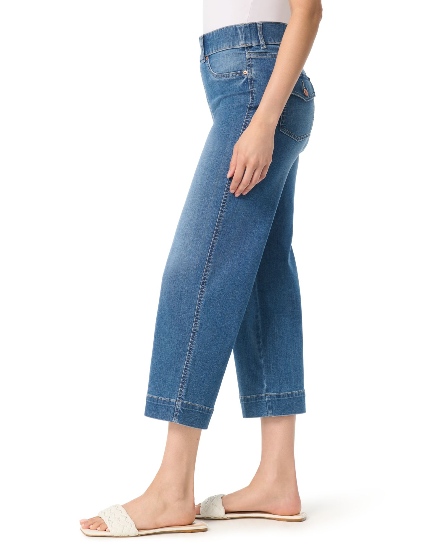 Women's Shape-Effect Wide-Leg Cropped Pull-On Jeans