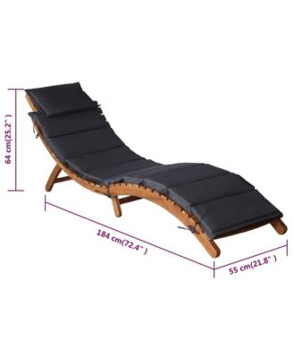 Sun Lounger Set of 2 Dark grey Solid acacia wood Standard