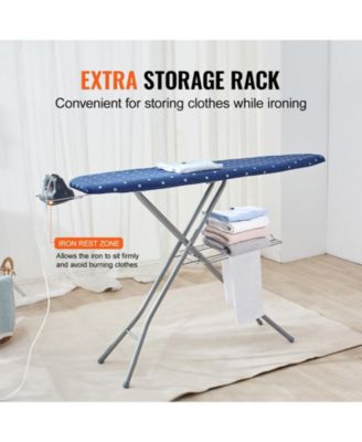 Ironing Board with Storage Tray, 55"x15" Surface, 4-Layer Heat-Resistant Cover, 10 Height Adjustments for Home Use