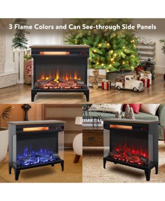 inch three sided glass electric fireplace with feet