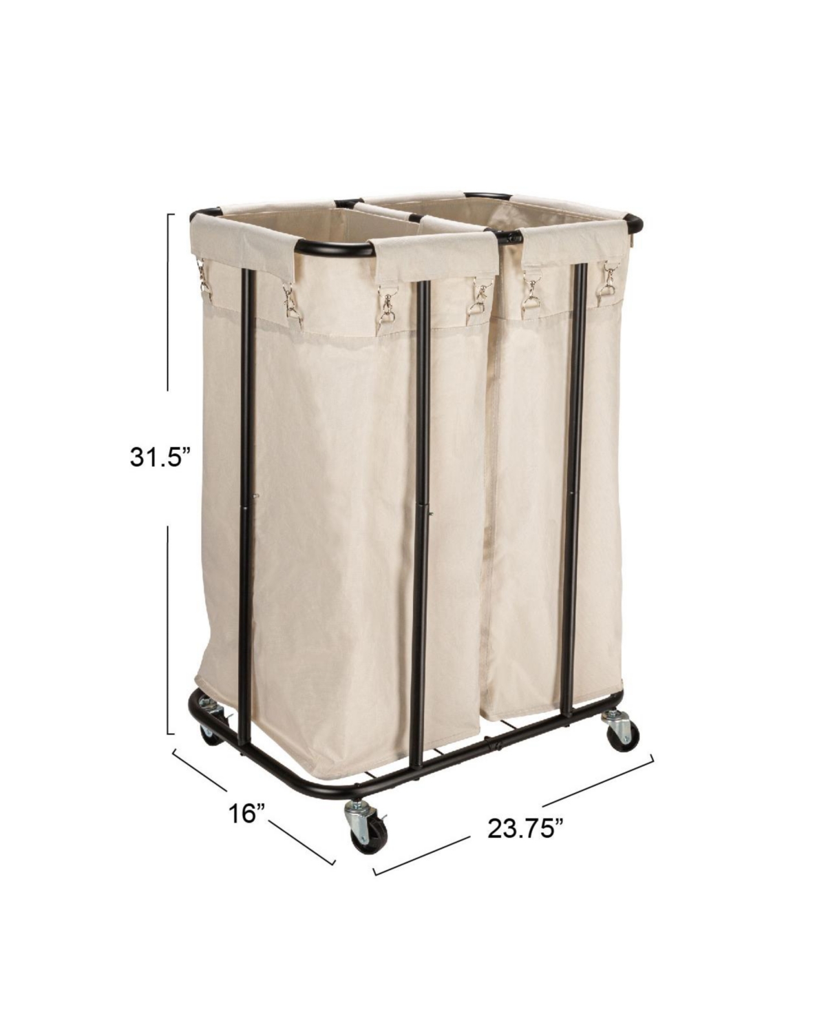 Household Essentials 2-bag Rolling Laundry Sorter, Natural