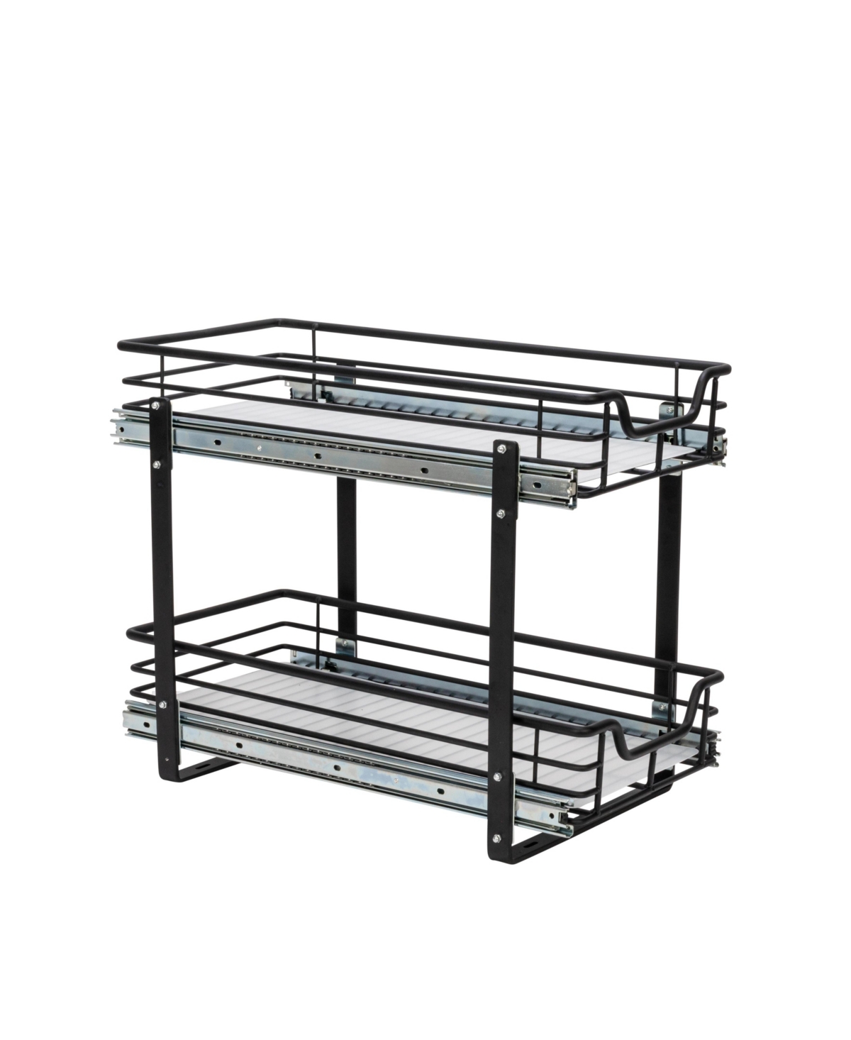 Household Essentials Glidez Multipurpose Steel Pull-Out Storage Organizer, 2-Tier Dual-Slide Design, Black