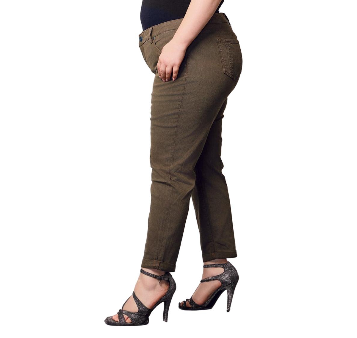 Slink Jeans Women's Color Mid Rise pants rolled 25.5" Inseam - Forest