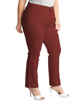 Women's High Rise Straight in 28" Inseam - Burgundy.