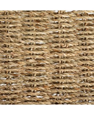 Handwoven Seagrass Rectangular Tray Set with Wood Handles, Natural, Set of 2