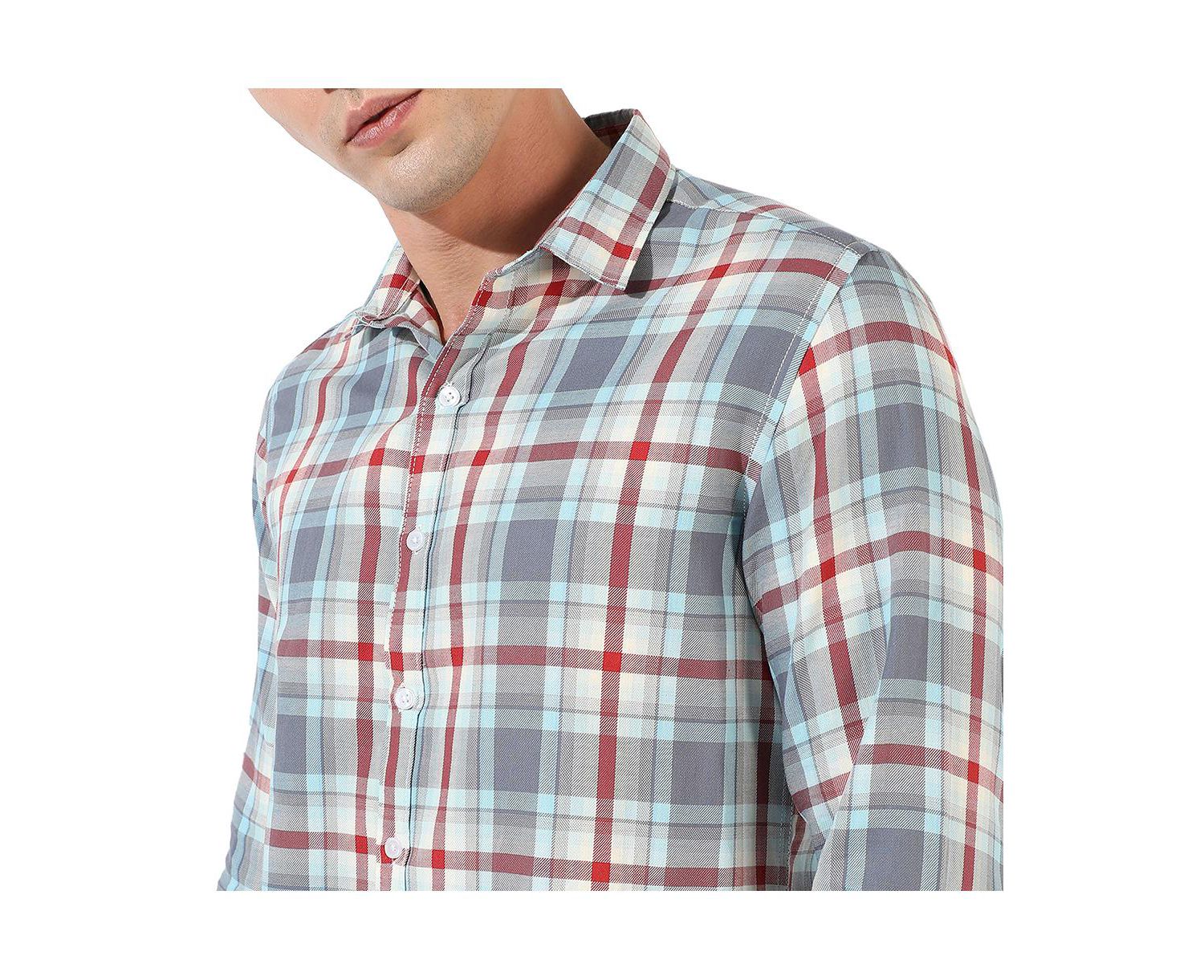 Men's Multicolour Checkered Regular Fit Casual Shirt