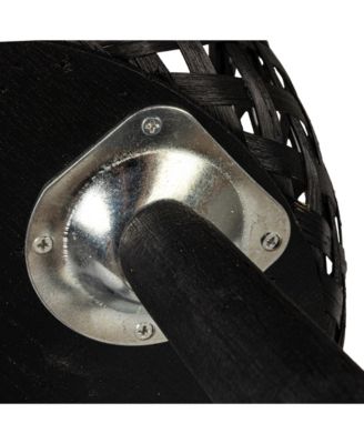 Woven Bamboo Baskets with Wooden Legs, Black, Set of 3