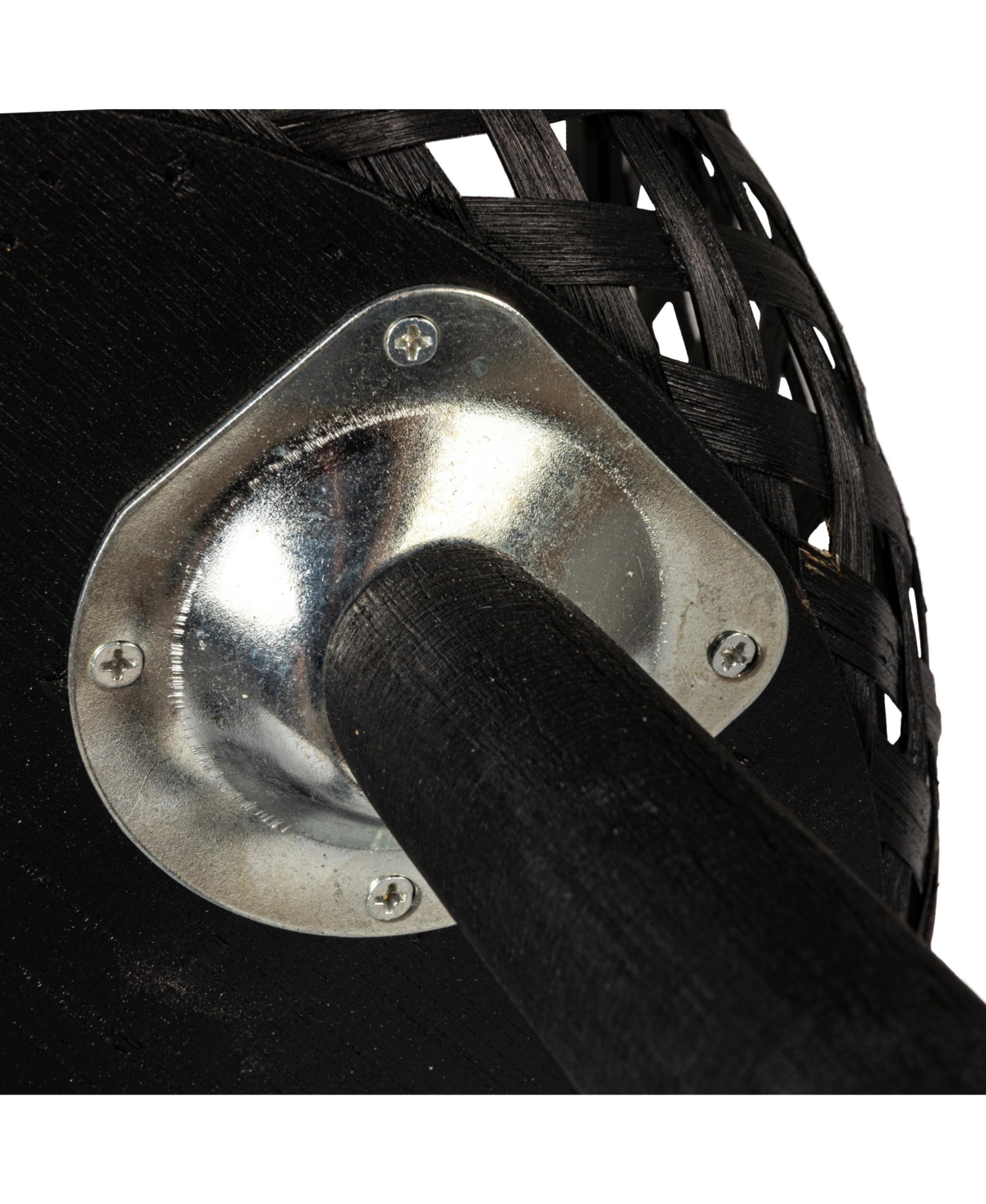 Storied Home Woven Bamboo Baskets with Wooden Legs, Black, Set of 3