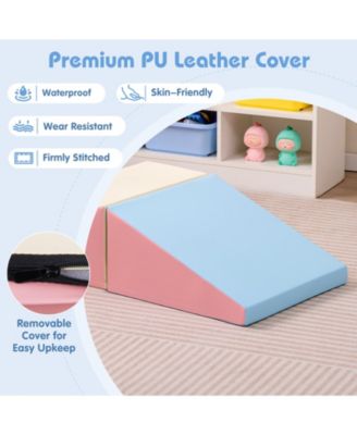 2-Piece Step and Slide Climber for Infants and Toddlers Baby Soft Play Set Foam Blocks-Pink & blue