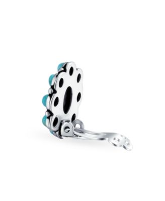 Set of 2 Southwestern-Inspired Turquoise and Multi-color Clip-On Earrings Sterling Silver