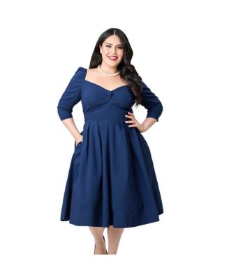 Plus Size Woven Sweetheart Neckline Lamar Swing Dress
