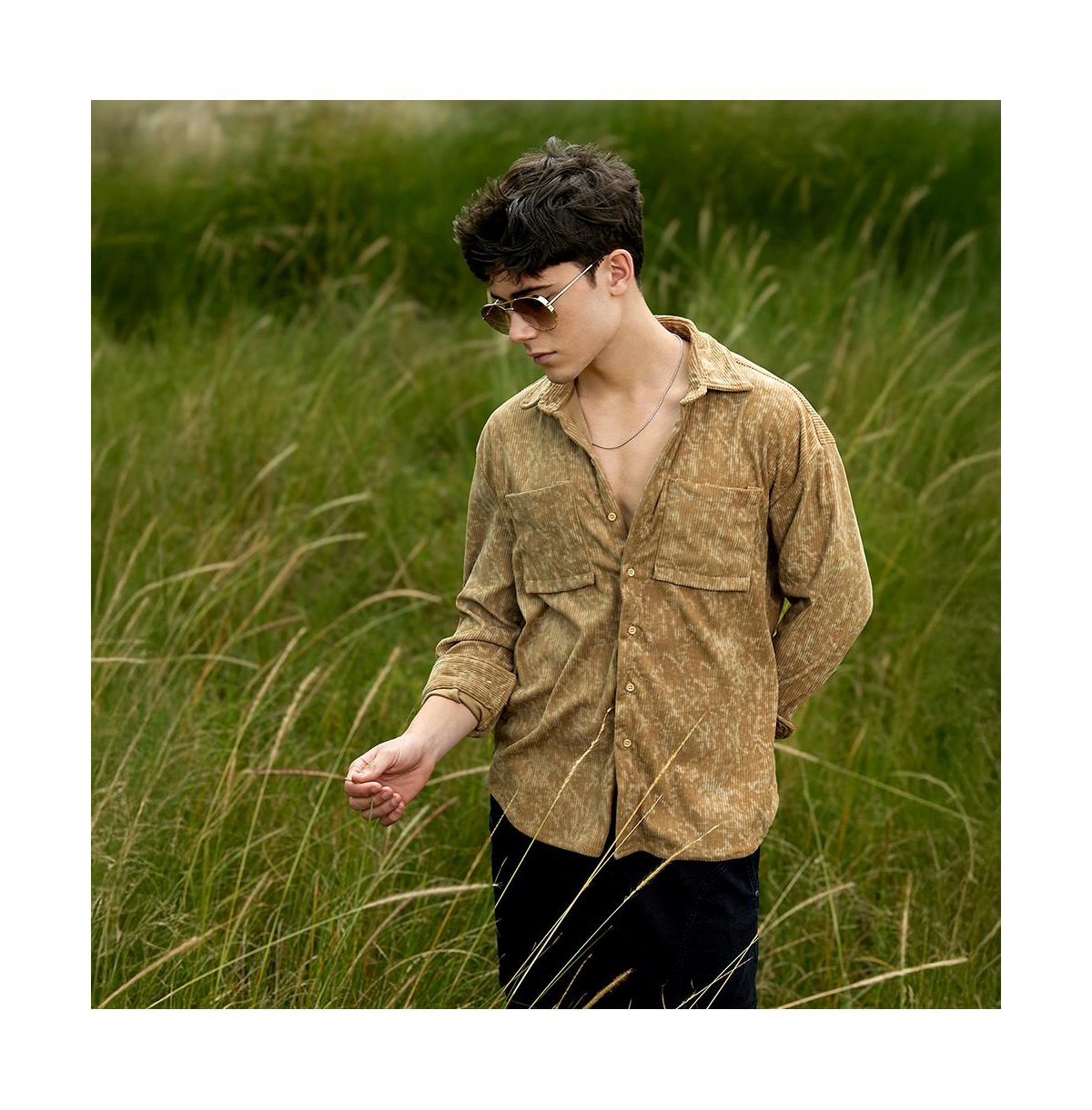 Campus Sutra Men's Faded Corduroy Oversized Shirt