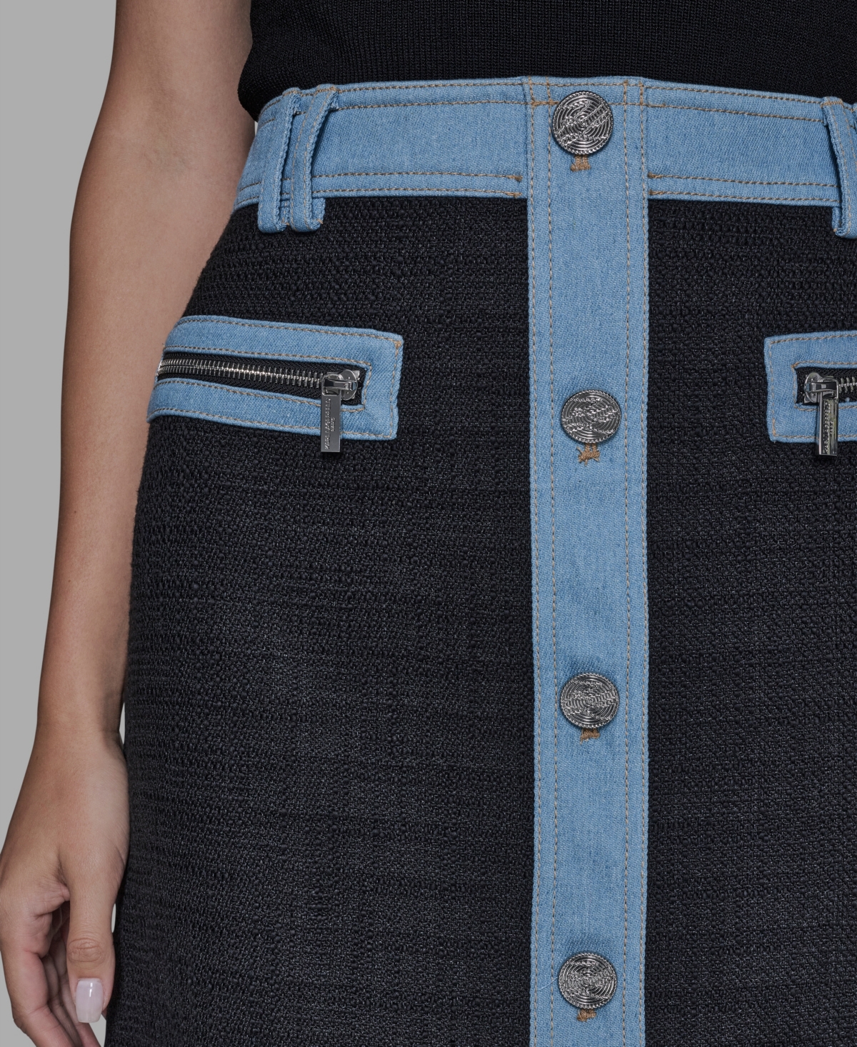 Karl Lagerfeld Paris Women's Tweed Denim Mini Skirt