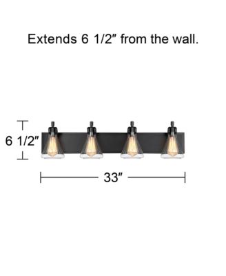 Cindy Rustic Vintage Wall Light Bronze Hardwire 33" 4-Light Fixture Clear Glass Shade