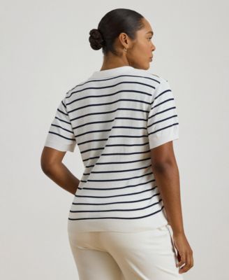 Plus Size Striped Polo Sweater