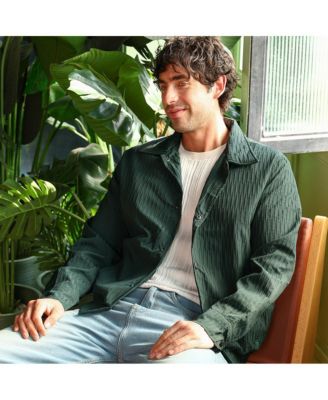 Men's Emerald Green Crease-Tactile Bomber Jacket