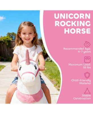 Ride on Unicorn Toy, Plush Baby Rocking Horse for Kids 4-7 Years