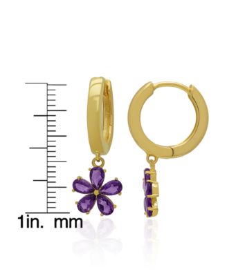 Blue Topaz Flower Dangle Hoop Earrings (2-5/8 ct. t.w.) in Sterling Silver (Also in Amethyst or Lab-Grown Magenta Sapphire)