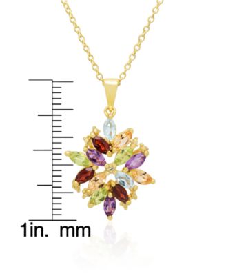 2- Pc. Multi-Stone (3.13 ct. t.w.) & Diamond (0.005 ct. t.w.) Pendant Necklace & Earrings Set in Yellow Gold Plated Sterling Silver