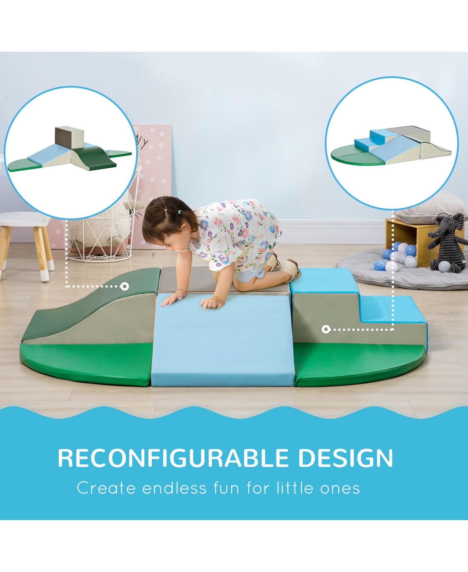6-Pieces Foam Climbing Blocks for Toddlers 1-3 Years, Assorted