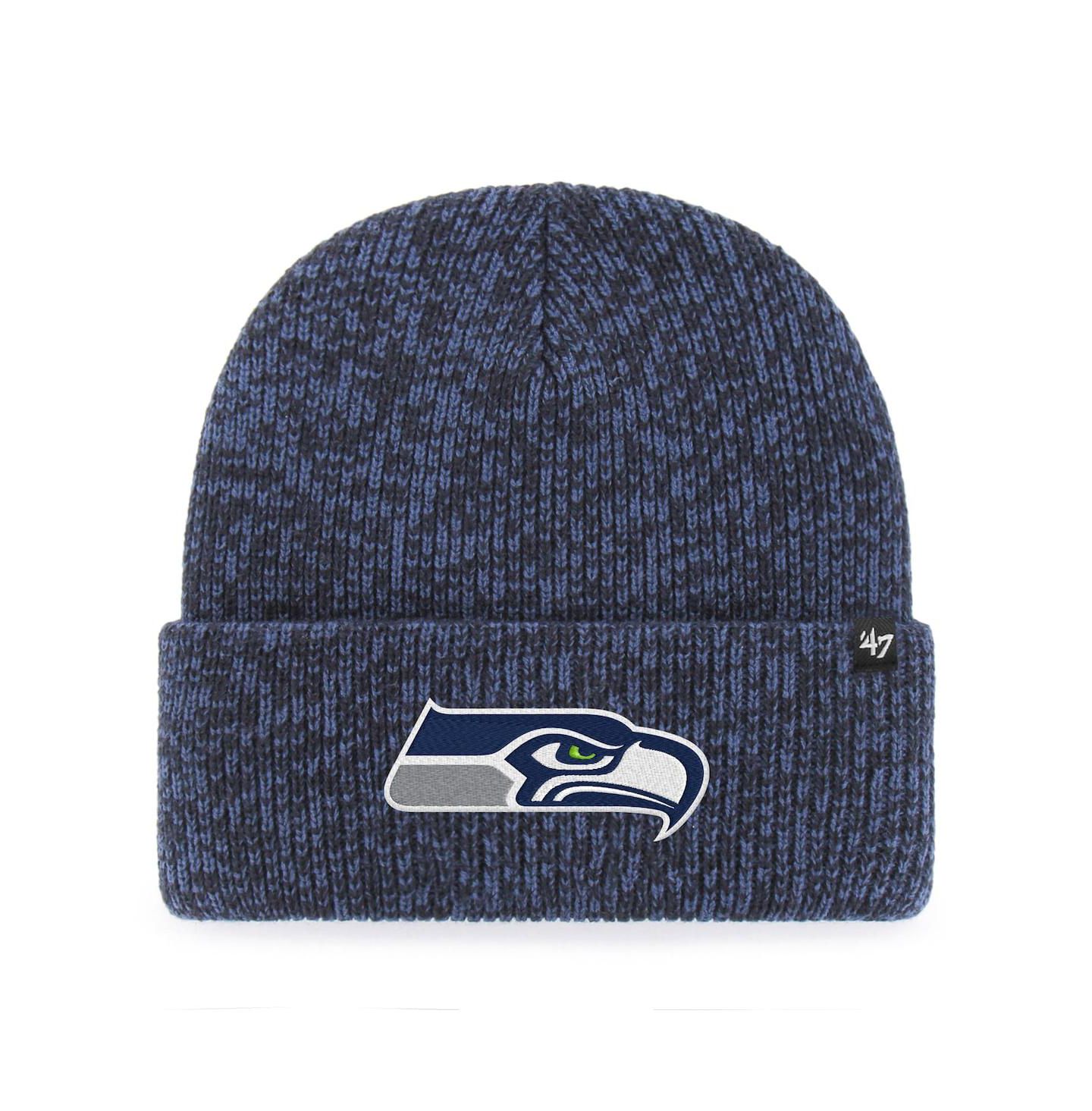 Мужская шапка '47 Brand Heather Navy Seattle Seahawks Brain Freeze Cuffed Knit Hat — фото 1