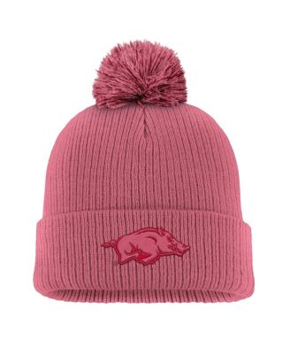 Men's Pink Arkansas Razorbacks Tonal Peak Cuffed Knit Hat with Pom