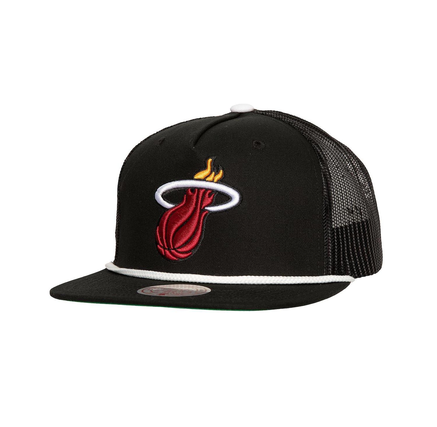Men's Black Miami Heat Roper Meshback Trucker Snapback Hat