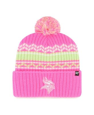 Big Girls Pink Minnesota Vikings Polar Vortex Cuffed Knit Hat with Pom