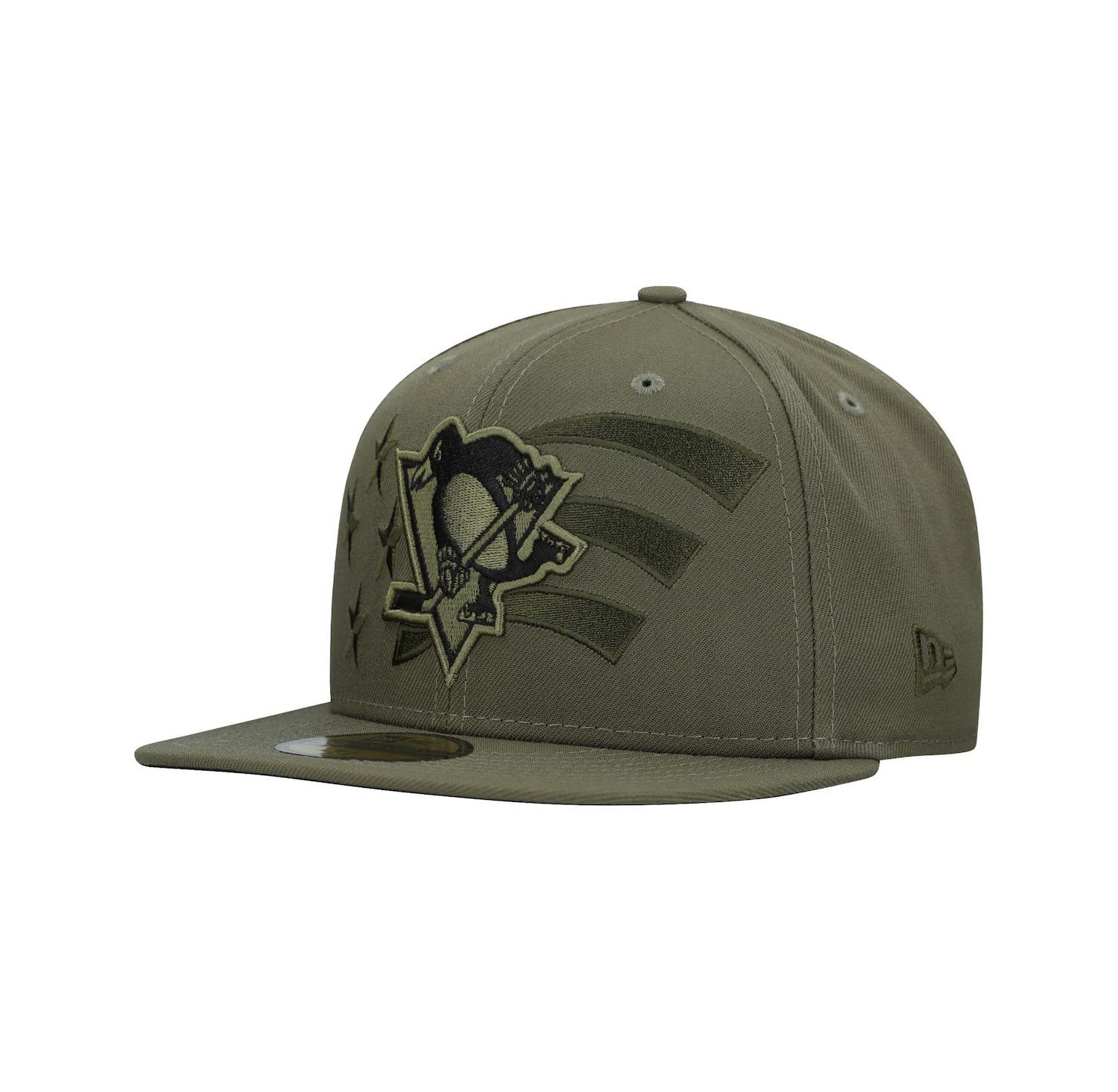 Men's Olive Pittsburgh Penguins Military Appreciation Flag 59FIFTY Fitted Hat