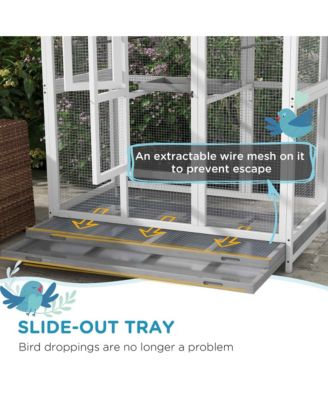 64.5" Wooden Bird Cage Aviary, Flight Cage with Slide-Out Tray